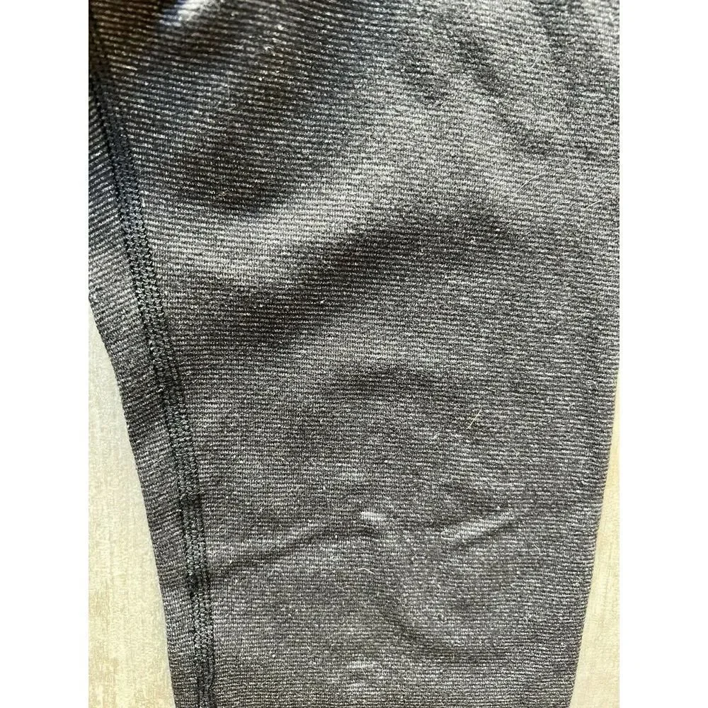 LULULEMON Wunder Under Wee Stripe Heathered Black Leggings Luon RARE Roll Down 6